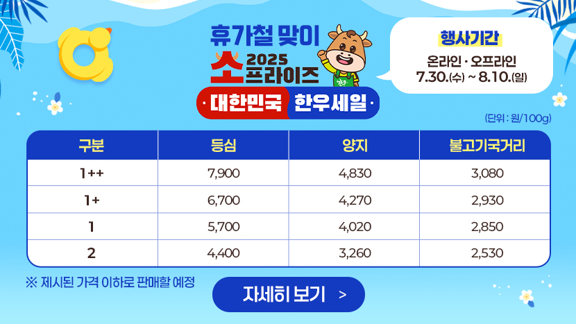 여름철 맞이 2025년 소프라이즈 한우할인행사